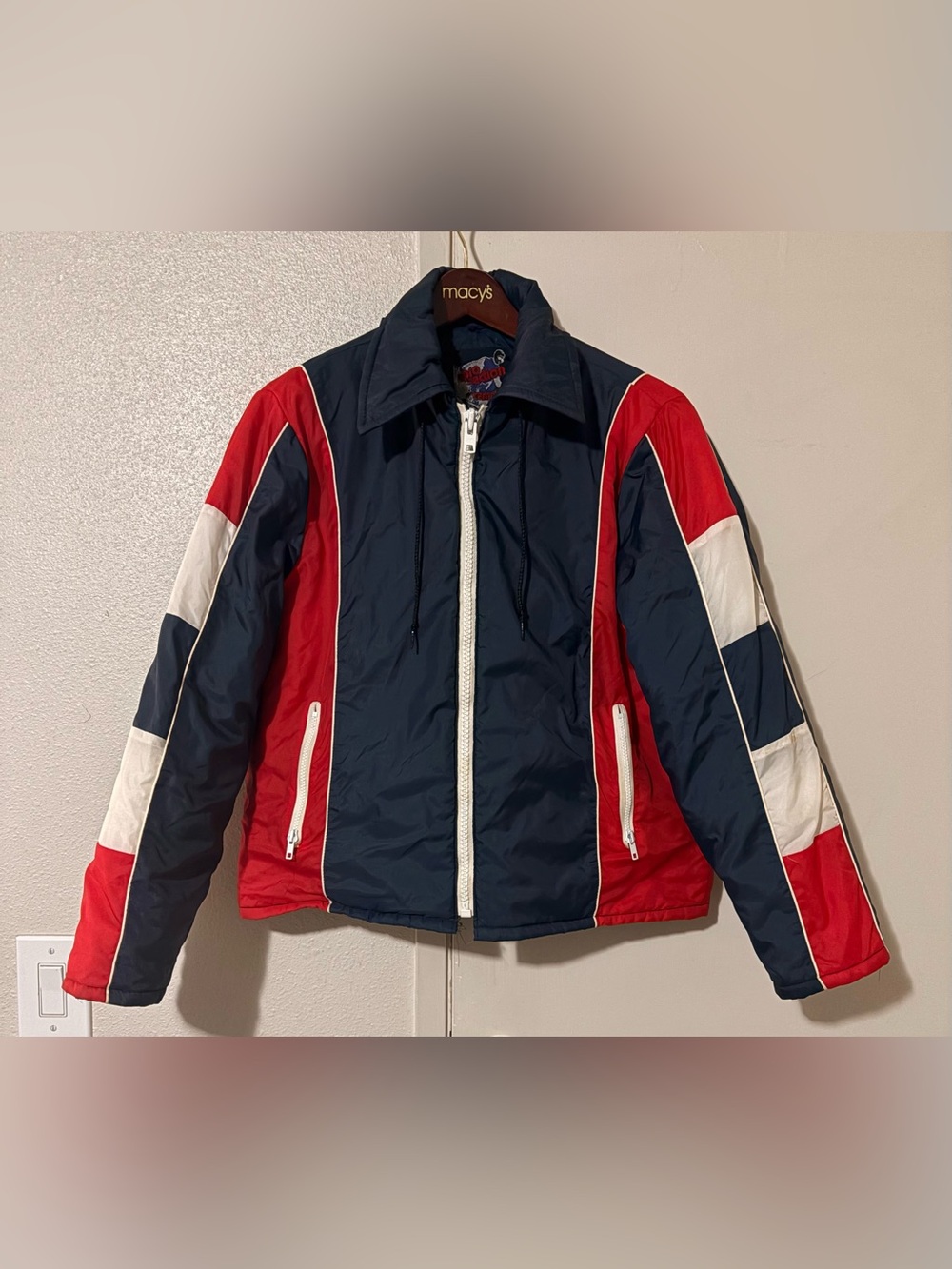 Vintage Unisex Color Block Navy Red Skiing Snow Jacket Pro Action by Campus